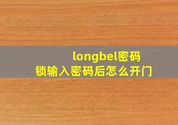 longbel密码锁输入密码后怎么开门