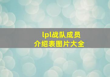 lpl战队成员介绍表图片大全