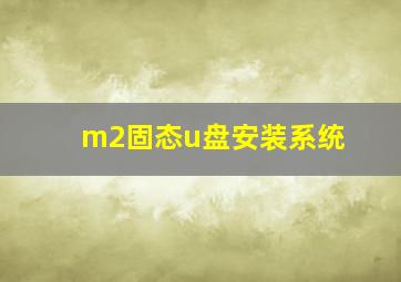 m2固态u盘安装系统