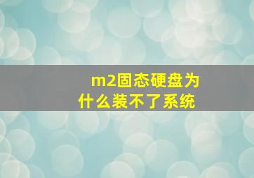 m2固态硬盘为什么装不了系统