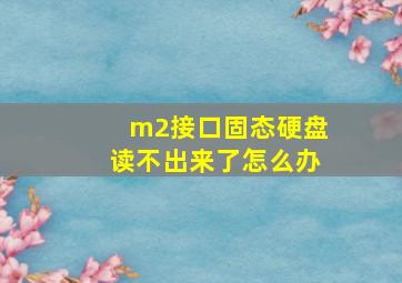 m2接口固态硬盘读不出来了怎么办