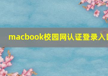 macbook校园网认证登录入口