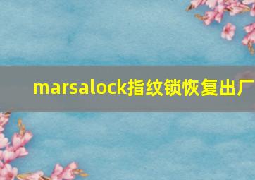 marsalock指纹锁恢复出厂