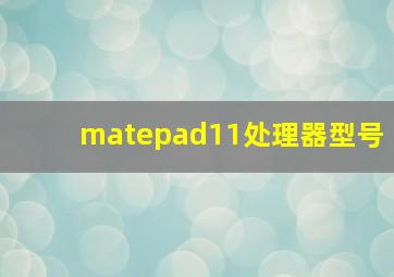 matepad11处理器型号