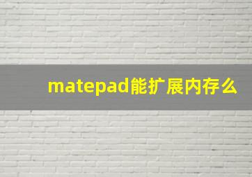 matepad能扩展内存么