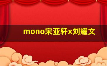 mono宋亚轩x刘耀文