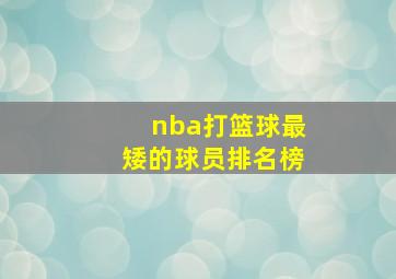 nba打篮球最矮的球员排名榜