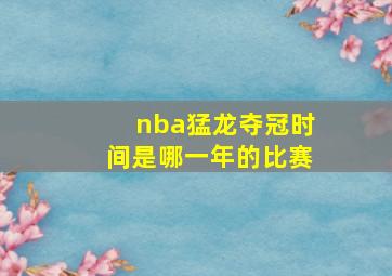 nba猛龙夺冠时间是哪一年的比赛