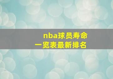 nba球员寿命一览表最新排名