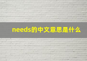 needs的中文意思是什么