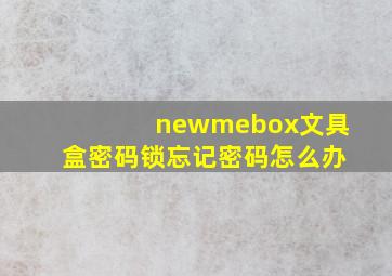 newmebox文具盒密码锁忘记密码怎么办