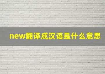 new翻译成汉语是什么意思