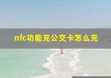 nfc功能充公交卡怎么充