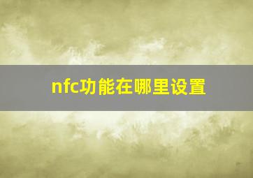 nfc功能在哪里设置