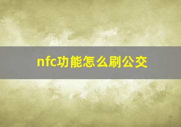 nfc功能怎么刷公交