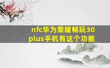 nfc华为荣耀畅玩30plus手机有这个功能