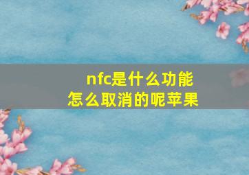 nfc是什么功能怎么取消的呢苹果