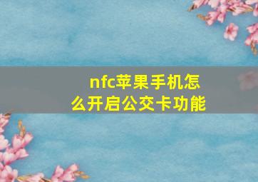 nfc苹果手机怎么开启公交卡功能