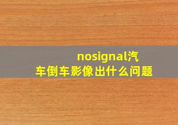 nosignal汽车倒车影像出什么问题