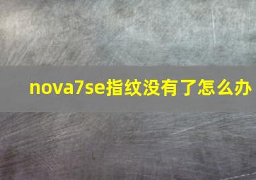 nova7se指纹没有了怎么办