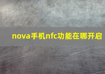 nova手机nfc功能在哪开启