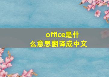 office是什么意思翻译成中文