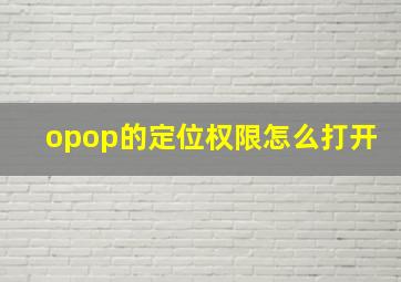 opop的定位权限怎么打开