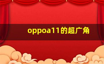 oppoa11的超广角