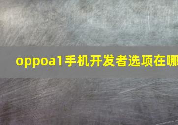 oppoa1手机开发者选项在哪