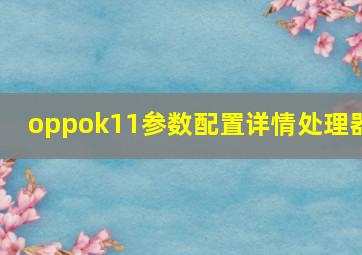 oppok11参数配置详情处理器