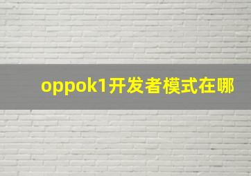 oppok1开发者模式在哪