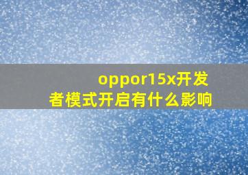 oppor15x开发者模式开启有什么影响