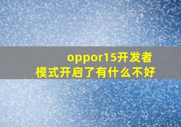 oppor15开发者模式开启了有什么不好