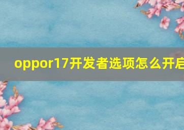 oppor17开发者选项怎么开启