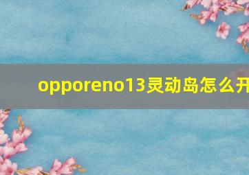 opporeno13灵动岛怎么开