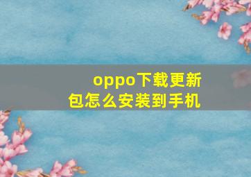 oppo下载更新包怎么安装到手机