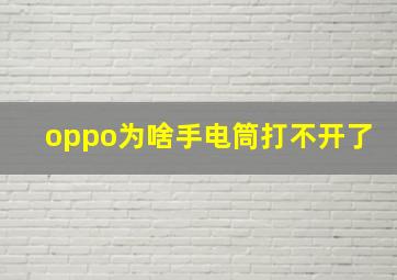 oppo为啥手电筒打不开了