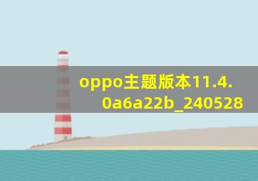 oppo主题版本11.4.0a6a22b_240528