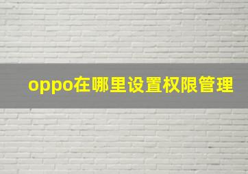 oppo在哪里设置权限管理