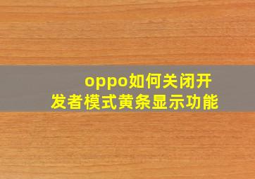 oppo如何关闭开发者模式黄条显示功能