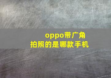 oppo带广角拍照的是哪款手机