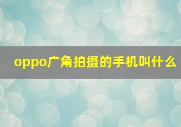 oppo广角拍摄的手机叫什么