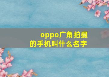 oppo广角拍摄的手机叫什么名字