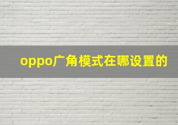 oppo广角模式在哪设置的