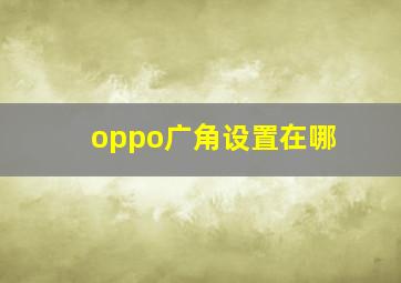 oppo广角设置在哪