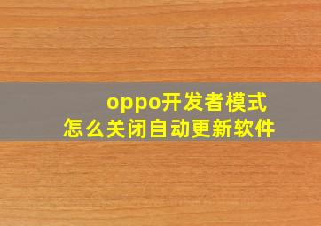 oppo开发者模式怎么关闭自动更新软件