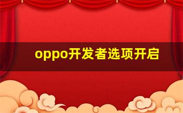 oppo开发者选项开启