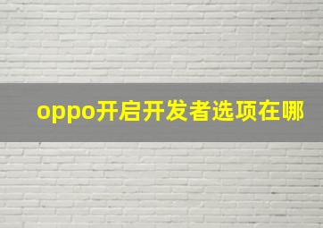 oppo开启开发者选项在哪