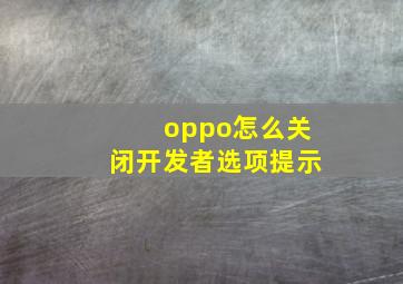 oppo怎么关闭开发者选项提示