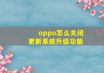 oppo怎么关闭更新系统升级功能